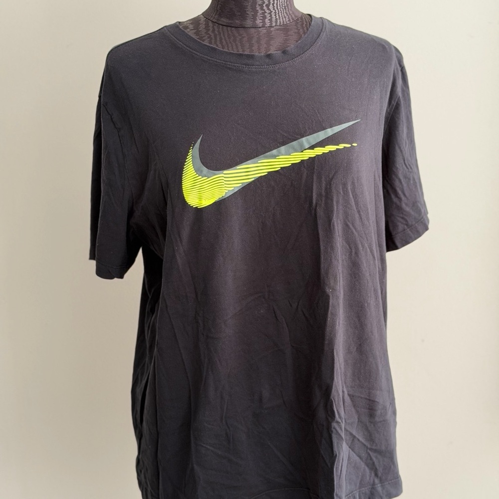 Nike Kids Black Tee with Neon Swoosh